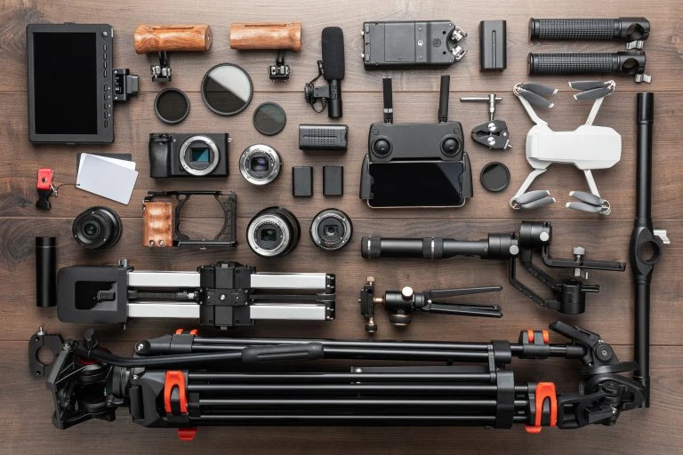 Professional video production equipment on studio table — Swonie Video Production