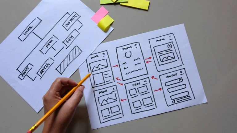 Professional wireframe design on screen for responsive website — Swonie Website Design